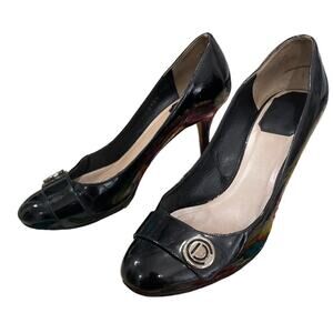 Vintage Christian Dior Black Patent Leather Heels 6
